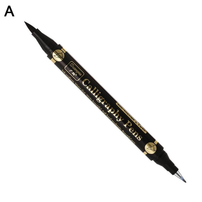 Double Tip Soft Brush Pen Thin Nib Liner Pen Black Pen Writing Markers  Lettering Ink Calligraphy Pens Signature Drawing Art U5M4
